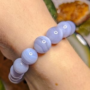 10mm Natural Blue Lace Agate Crystal Bracelet
